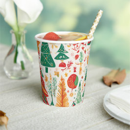 Whimsischer Weihnachtswald Papier Cup Pappbecher