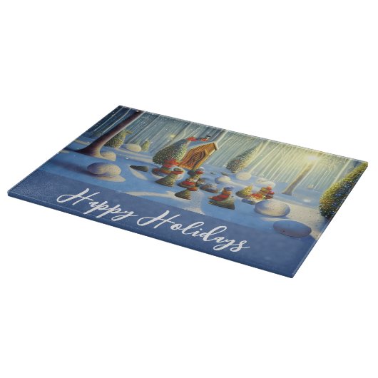 Whimsischer Weihnachtswald Szene Schneidebrett (Ecke)