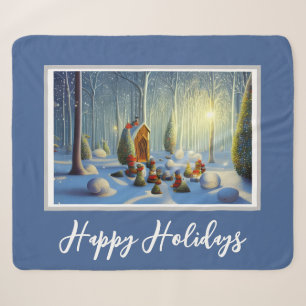 Whimsischer Weihnachtswald Szene Sherpadecke
