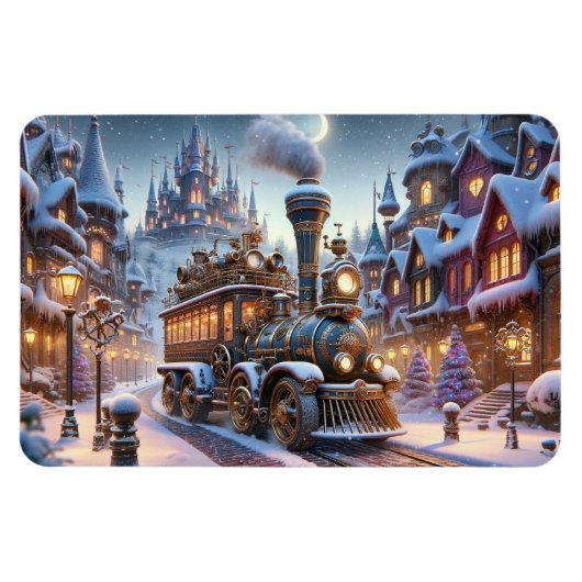 Whimsischer Weihnachtszug Magnet (Horizontal)