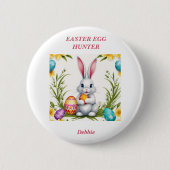 Whimsischer Weißer Osterhase Button (Vorderseite)
