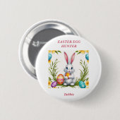 Whimsischer Weißer Osterhase Button (Vorne & Hinten)
