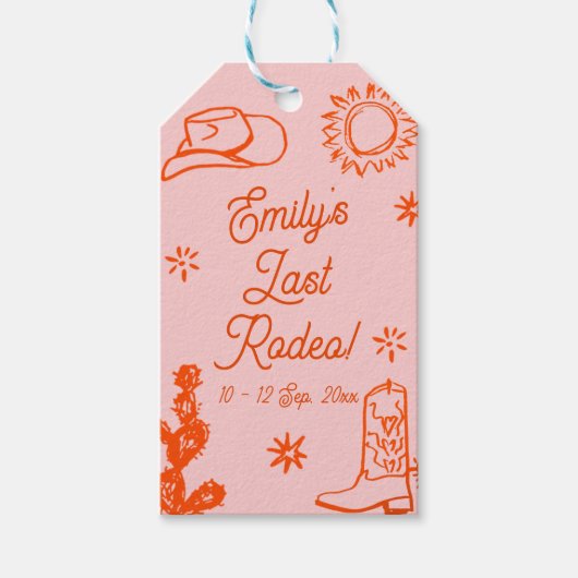 Whimsischer Western Junggeselinnen-Abschied Weeken Geschenkanhänger (Vorderseite)