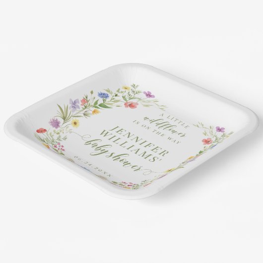 Whimsischer Wiese Wildblume boho Mädchen Dusche Pappteller (Gewinkelt)