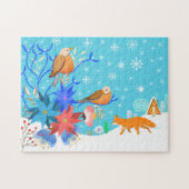 Whimsischer Wildbestand im Winterschnee Puzzle (Horizontal)