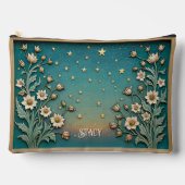 Whimsischer Wildblume Abend Aquamarin Prism Grosse Zubehörtasche (Vorderseite)