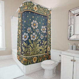 Whimsischer Wildblume Abend Dusty Lila Floral Duschvorhang