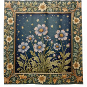 Whimsischer Wildblume Abend Dusty Lila Floral Duschvorhang (Vorderseite)