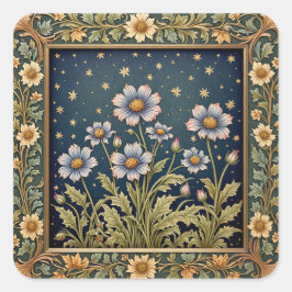 Whimsischer Wildblume Abend Dusty Lila Floral Quadratischer Aufkleber