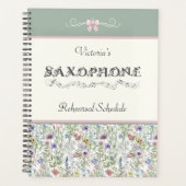 Whimsischer Wildblumen-Saxophon-Probenplaner Planer (Vorderseite)