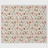 Whimsischer Winter Folk Rentier & Feather Weihnach Geschenkpapier (Flach)