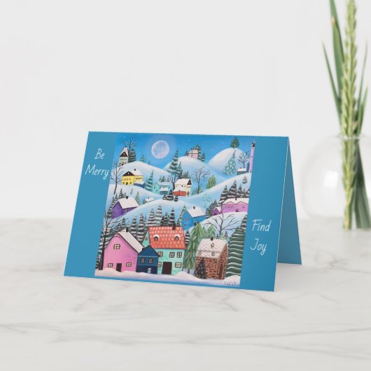 Whimsischer Winter Landschaft Feiertagskarte (Vorderseite)