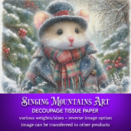 Whimsischer Winter Maus Weihnachtswald Dekoupage Seidenpapier