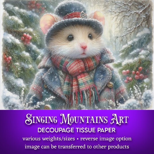 Whimsischer Winter Maus Weihnachtswald Dekoupage Seidenpapier