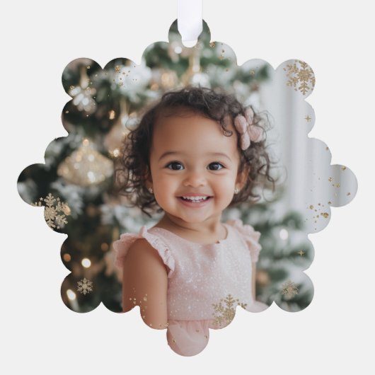 Whimsischer Winter Onederland Gold-Folie Schneeflo Ornament Karte (Rückseite)