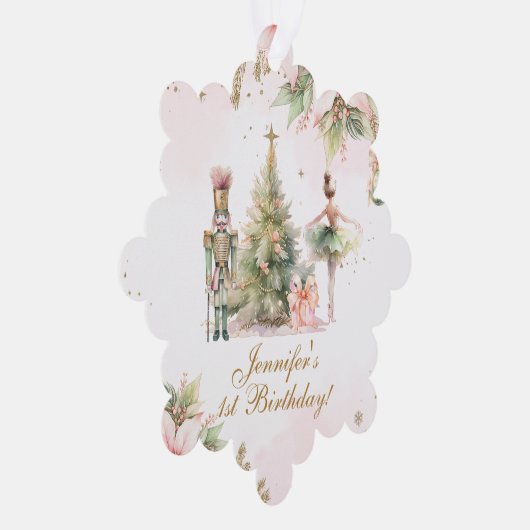 Whimsischer Winter Onederland Gold-Folie Schneeflo Ornament Karte (Rechts)