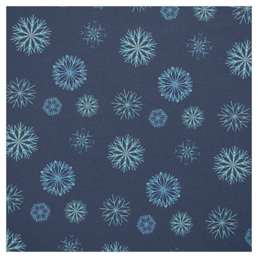Whimsischer Winter Snowflake Muster Navy Light Blu Stoff (Muster)