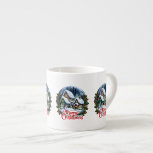 Whimsischer Winter Village Snow Globe Espressotasse