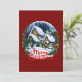Whimsischer Winter Village Snow Globe Feiertagskarte (Stehend Vorderseite)