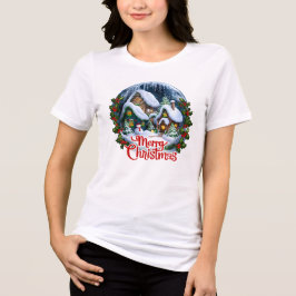 Whimsischer Winter Village Snow Globe Tri-Blend Shirt