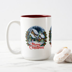 Whimsischer Winter Village Snow Globe Zweifarbige Tasse