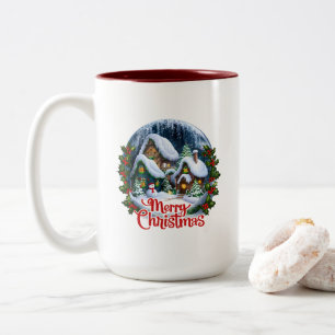 Whimsischer Winter Village Snow Globe Zweifarbige Tasse