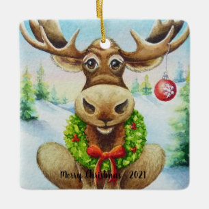 Whimsischer Winter Weihnachten Wasserfarbe Kunst Keramikornament