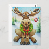 Whimsischer Winter Weihnachten Wasserfarbe Kunst Postkarte (Vorne/Hinten)