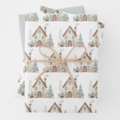 Whimsischer Winter Weihnachtshaus Wasserfarbe Geschenkpapier Set (Beispiel)