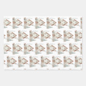 Whimsischer Winter Weihnachtshaus Wasserfarbe Geschenkpapier Set (Vorderseite)