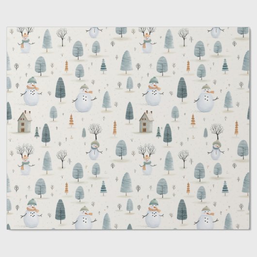 Whimsischer Winter Wonderland Snowman, Weihnachten Geschenkpapier (Flach)