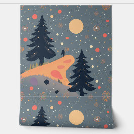 Whimsischer Winter Wunderland: Festliche Waldnacht Tapete