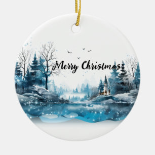 ❄️ Whimsischer Winter-Wunderland-Schmuck Keramik Ornament