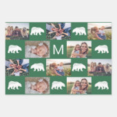 Whimsischer Winterbären Monogramm FotoCollage Geschenkpapier Set (Vorderseite 2)