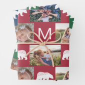 Whimsischer Winterbären Monogramm FotoCollage Geschenkpapier Set (Beispiel)