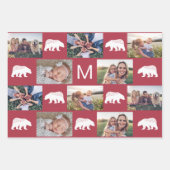 Whimsischer Winterbären Monogramm FotoCollage Geschenkpapier Set (Vorderseite)