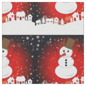 Whimsischer Winternachtsschneemann im roten Hinter Stoff (Nahaufnahme)