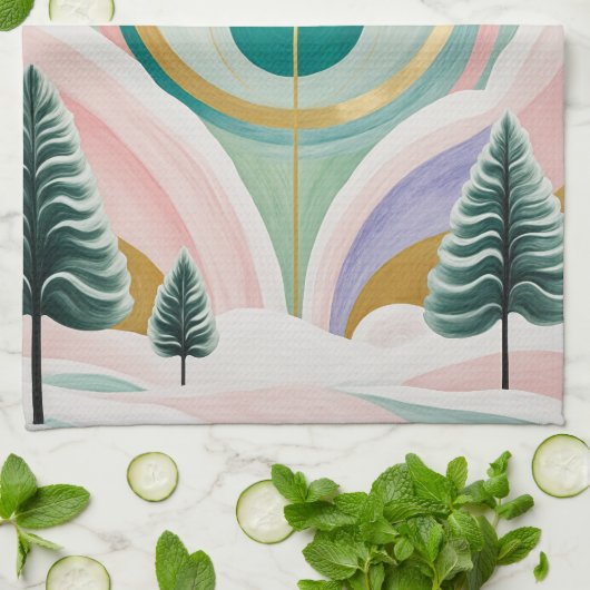 Whimsischer Wintertraum Geschirrtuch (Gefaltet)