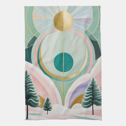 Whimsischer Wintertraum Geschirrtuch (Vertikal)