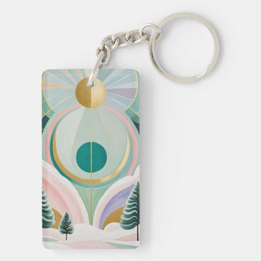 Whimsischer Wintertraum Schlüsselanhänger (Rückseite)