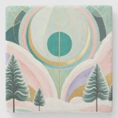 Whimsischer Wintertraum Steinuntersetzer (Vorderseite)