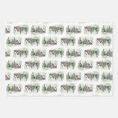 Whimsischer Winterwald und Hütte Geschenkpapier Set (Vorderseite)