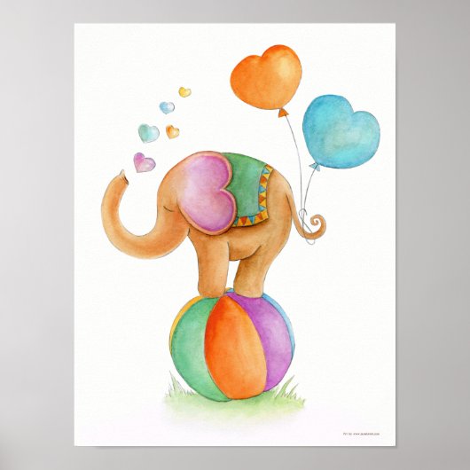 Whimsischer Zirkus Elefant auf einem Ball-Kinderzi Poster (Vorne)