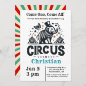 Whimsischer Zirkus Geburtstagsbash Einladung (Vorne/Hinten)