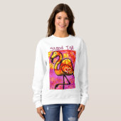 Whimsisches Abstrakt Flamingo Rosa Orange Floral Sweatshirt (Vorne ganz)