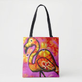 Whimsisches Abstrakt Flamingo Rosa Orange Floral Tasche (Vorderseite)
