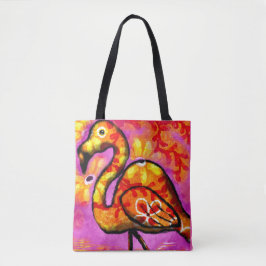 Whimsisches Abstrakt Flamingo Rosa Orange Floral Tasche