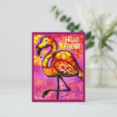 Whimsisches Abstrakt Flamingo Rosa Orange Postkarte (Stehend Vorderseite)