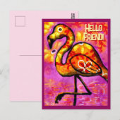 Whimsisches Abstrakt Flamingo Rosa Orange Postkarte (Vorne/Hinten)