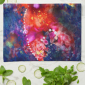 Whimsisches Abstrakt Goldfish Lila Orange Pink Geschirrtuch (Gefaltet)